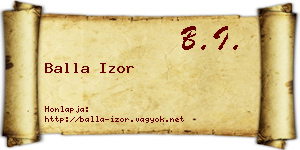Balla Izor névjegykártya